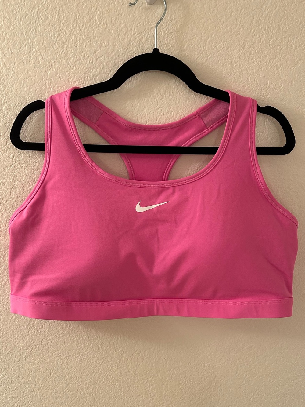Nike Hot Pink Racerback Sports Bra with White Swoosh